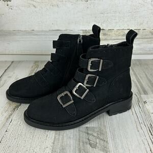 Aerosoles Arezzo womens 5.5  black faux leather zip up buckle ankle boot new